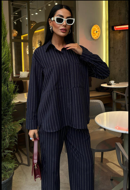 Striped Suit with Palazzo Pants