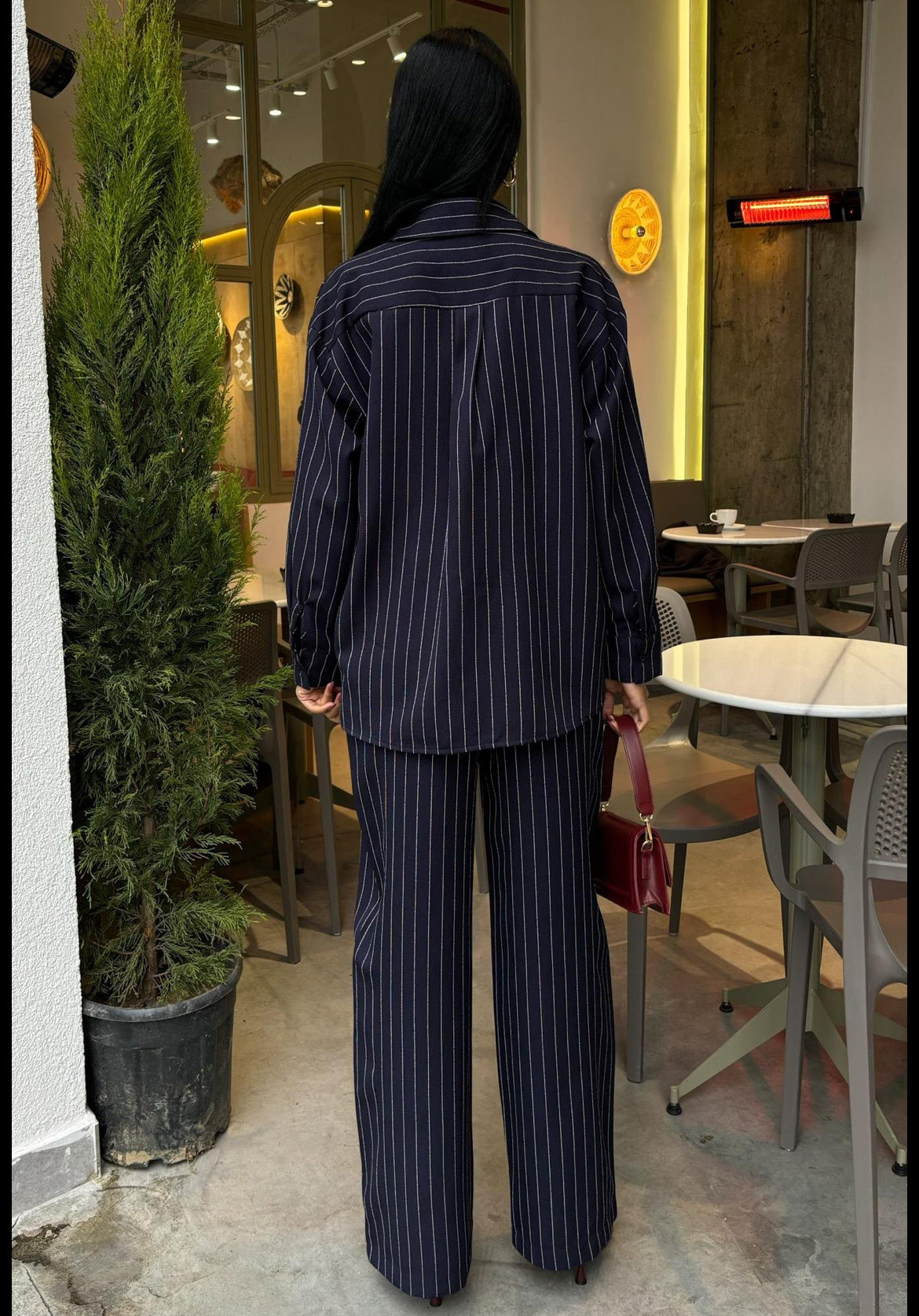 Striped Suit with Palazzo Pants