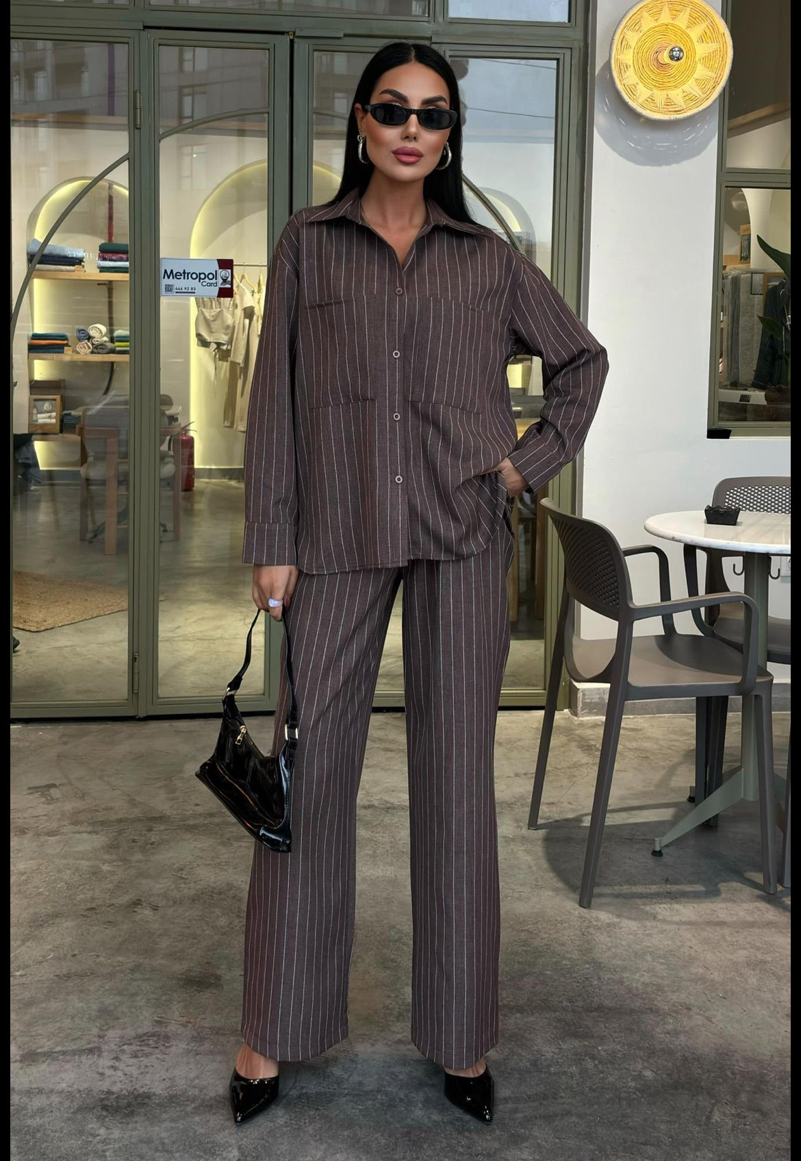 Striped Suit with Palazzo Pants