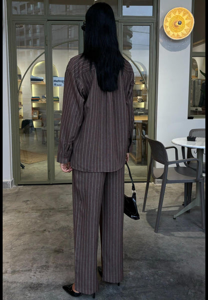 Striped Suit with Palazzo Pants