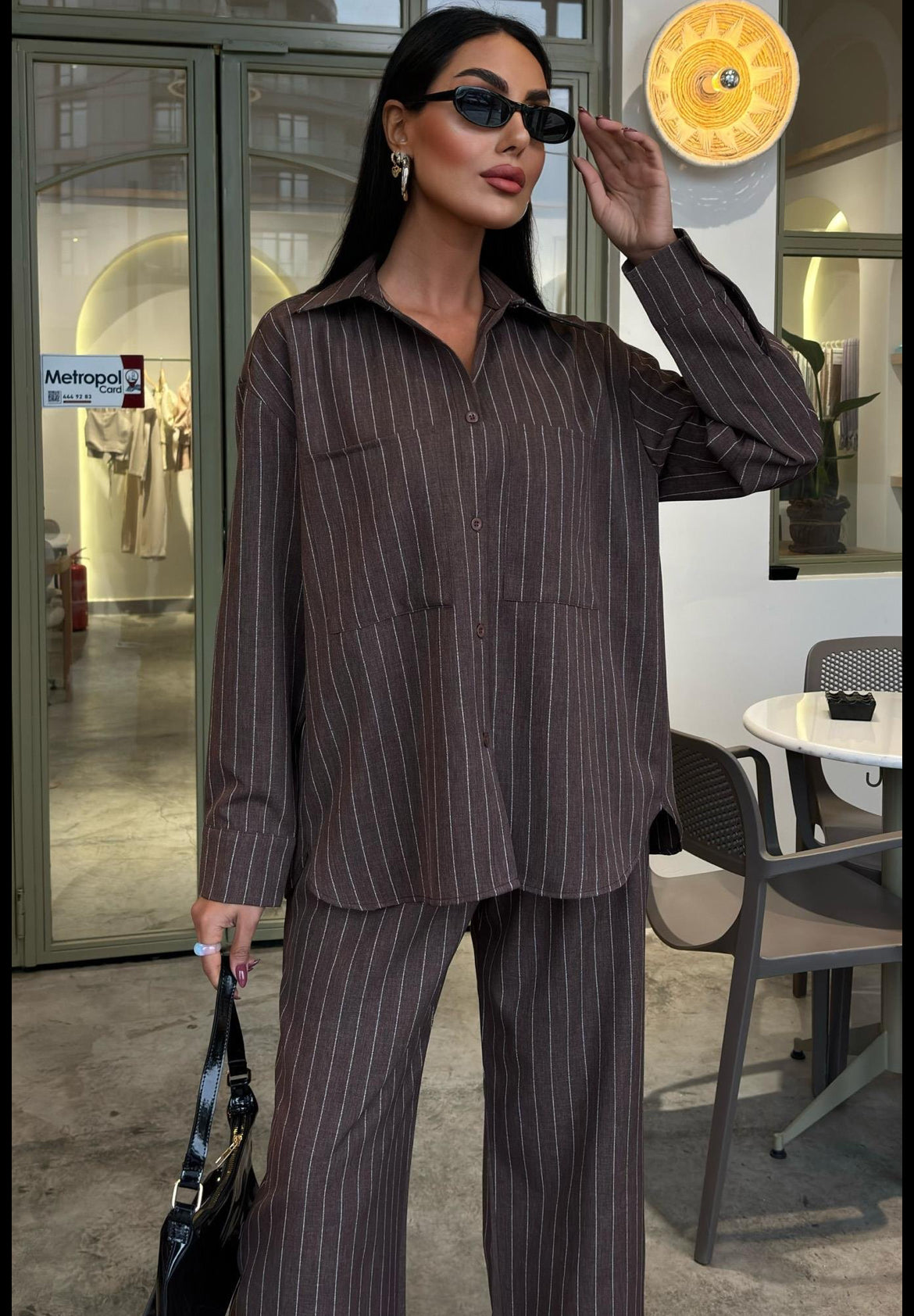 Striped Suit with Palazzo Pants