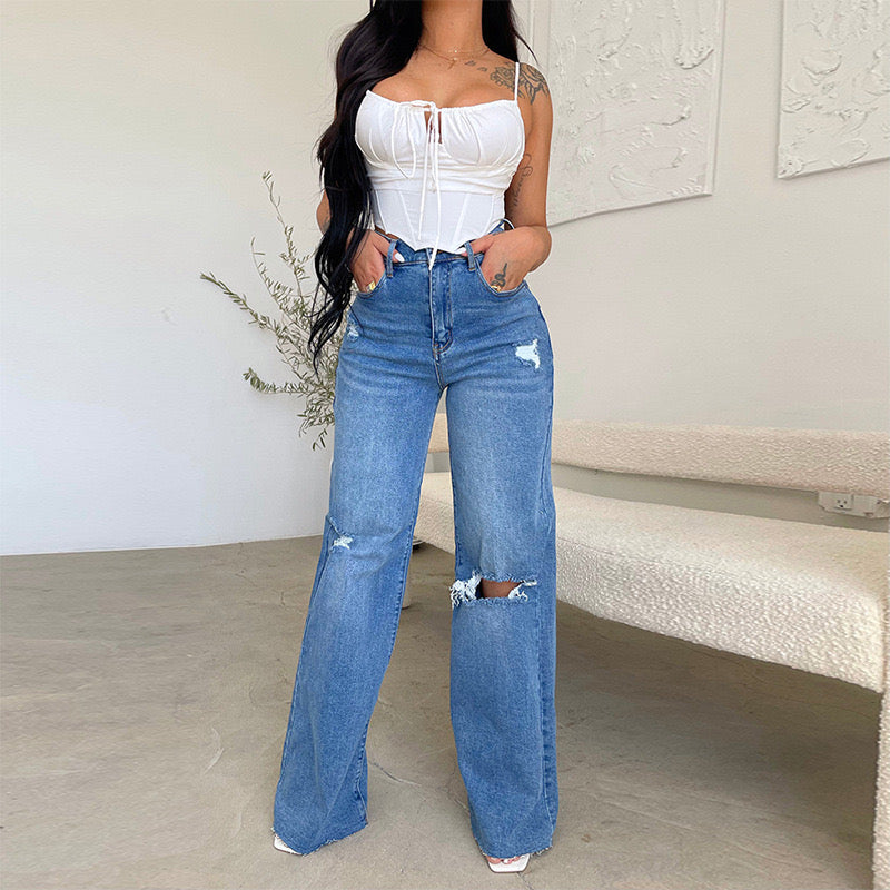 High waist ripped jeans