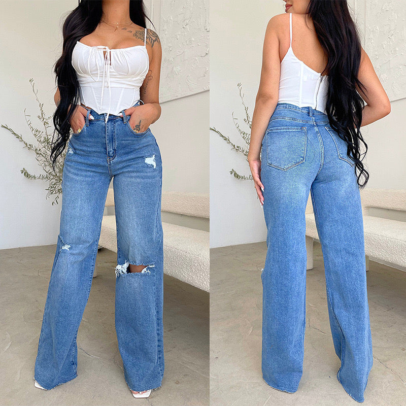 High waist ripped jeans