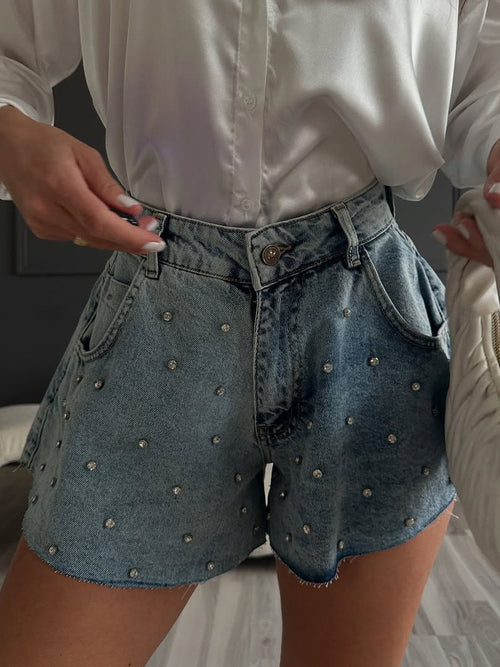 Jeans short with strass