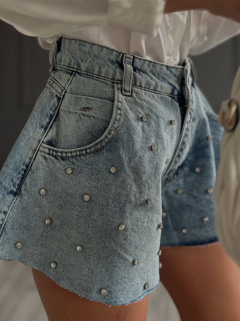 Jeans short with strass