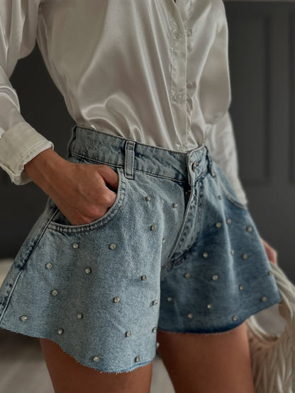 Jeans short with strass